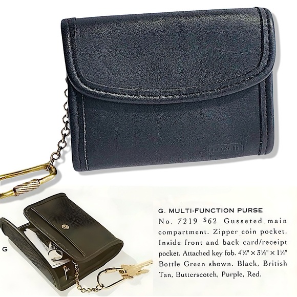 Coach Accessories - Vintage Coach Multi-Function Purse Key Chain Compact Wallet | Black | 7219